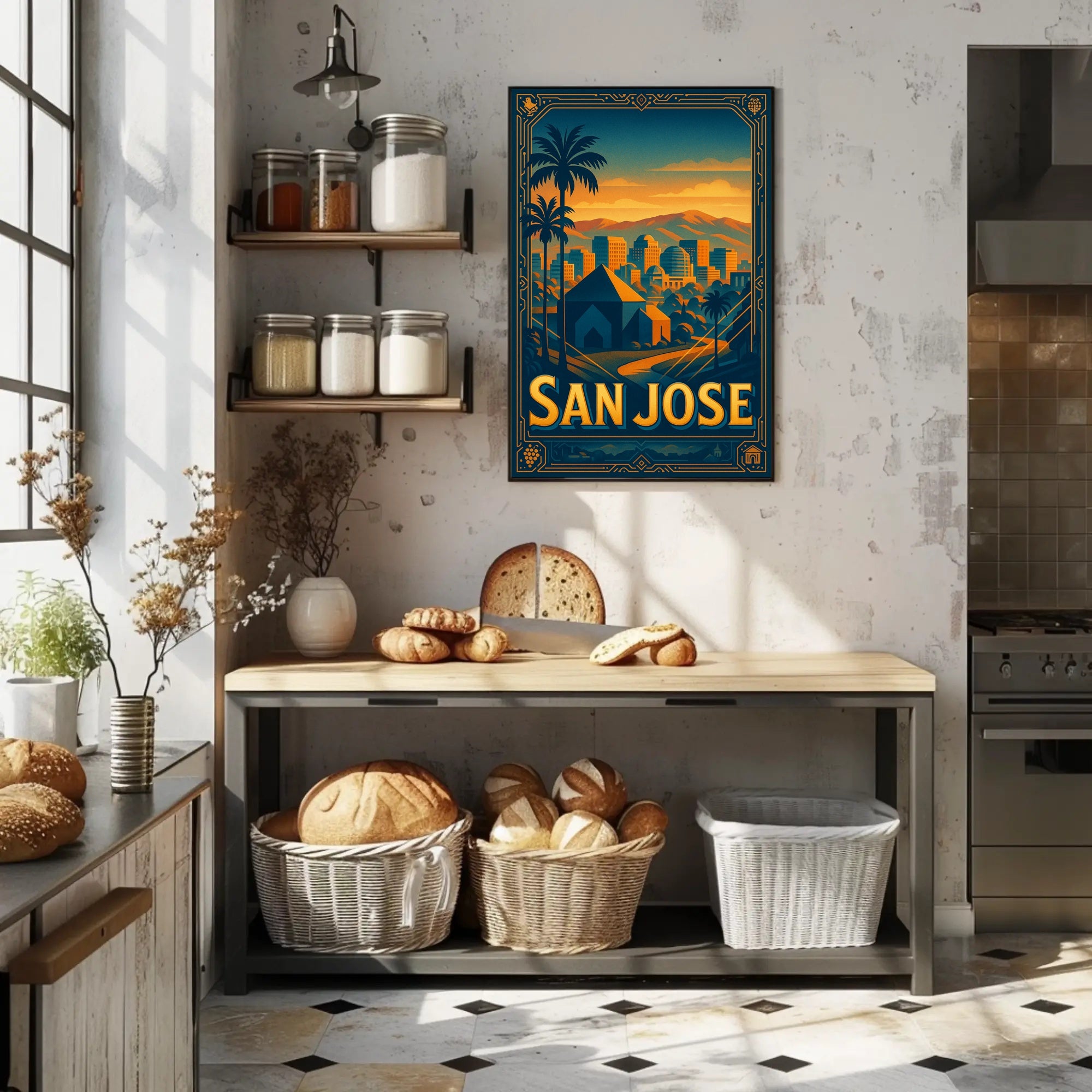 San Jose Skyline Wall Art Poster Modern Travel Print