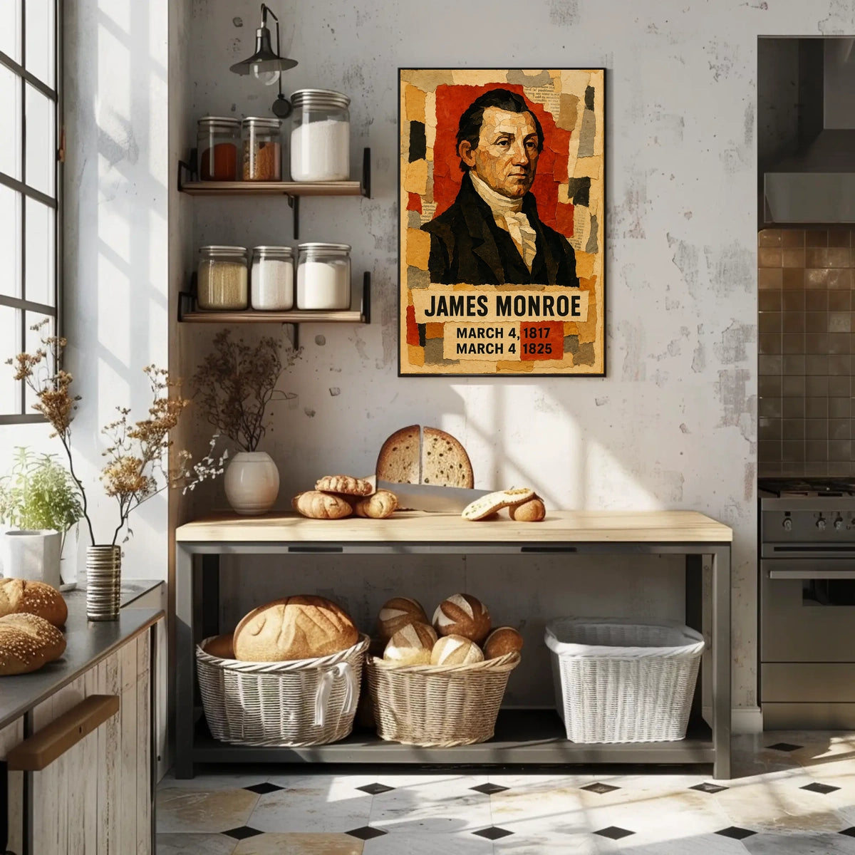 James Monroe 5th President of the United States Layered paper Collage Poster