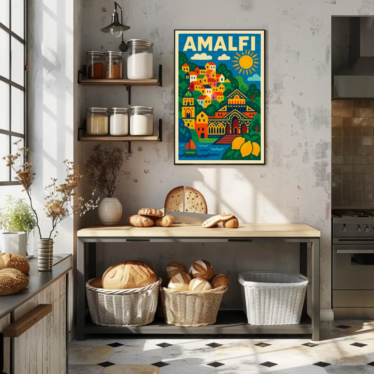 Amalfi Coast Illustration Poster