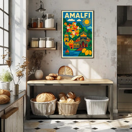Amalfi Coast Illustration Poster