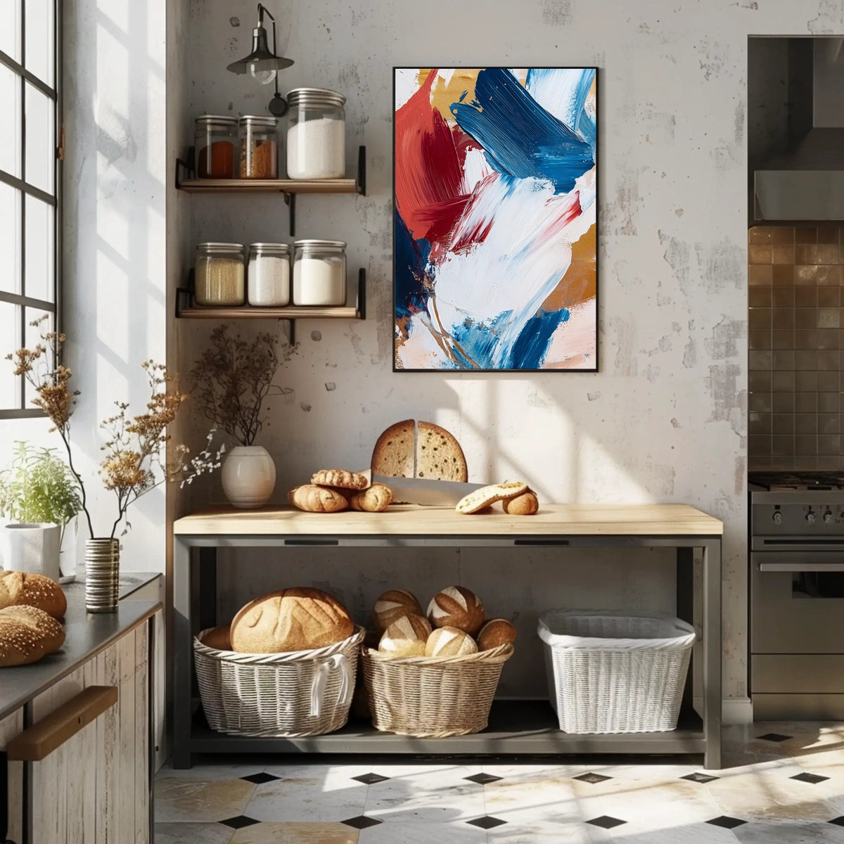 Vibrant Composition Of Layered Paint Abstract Poster