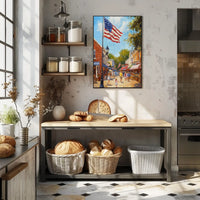 Classic American Town Square City Street Scene Poster