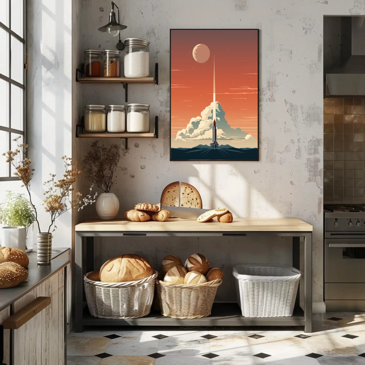 Vintage Space Shuttle Launch in Space or Astronomy Poster