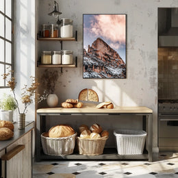 Majestic Snow-Capped Mountain Photorealistic Art Poster