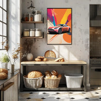Luxury Sports Car Vibrant Abstract, Artistic, or Pop Culture Poster