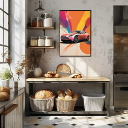 Luxury Sports Car Vibrant Abstract, Artistic, or Pop Culture Poster