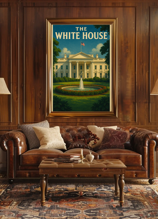 White House Vintage Travel Landmark Historical Poster