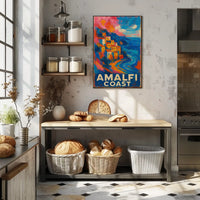 Amalfi Coast Poster Wall Art Print 18x24 Coastal Decor