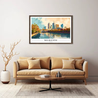 Melbourne's Vibrant Skyline: Urban or Cityscape Poster