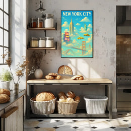New York City Landmarks Skyline Poster Abstract Wall Art