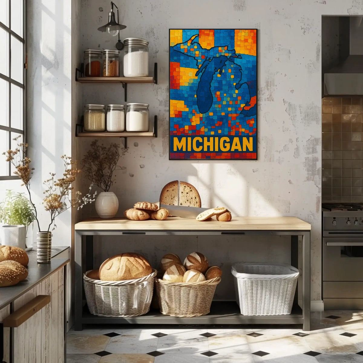 Mosaic Map of Michigan Poster