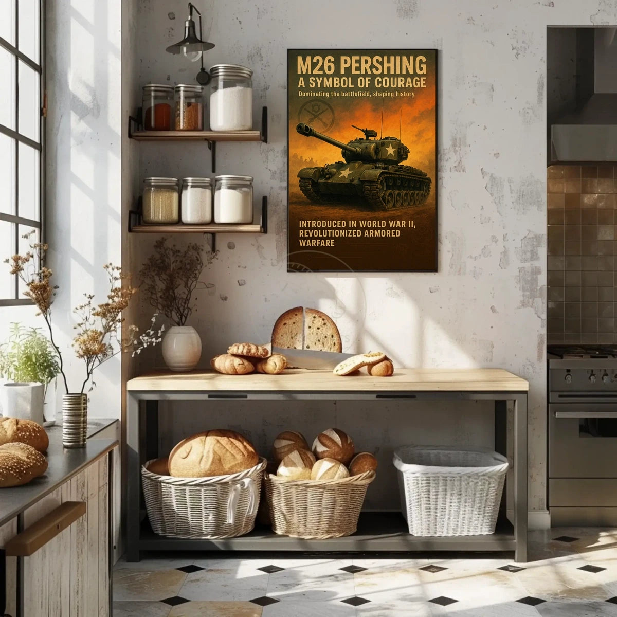 M26 Pershing Tank WWII Vintage Poster