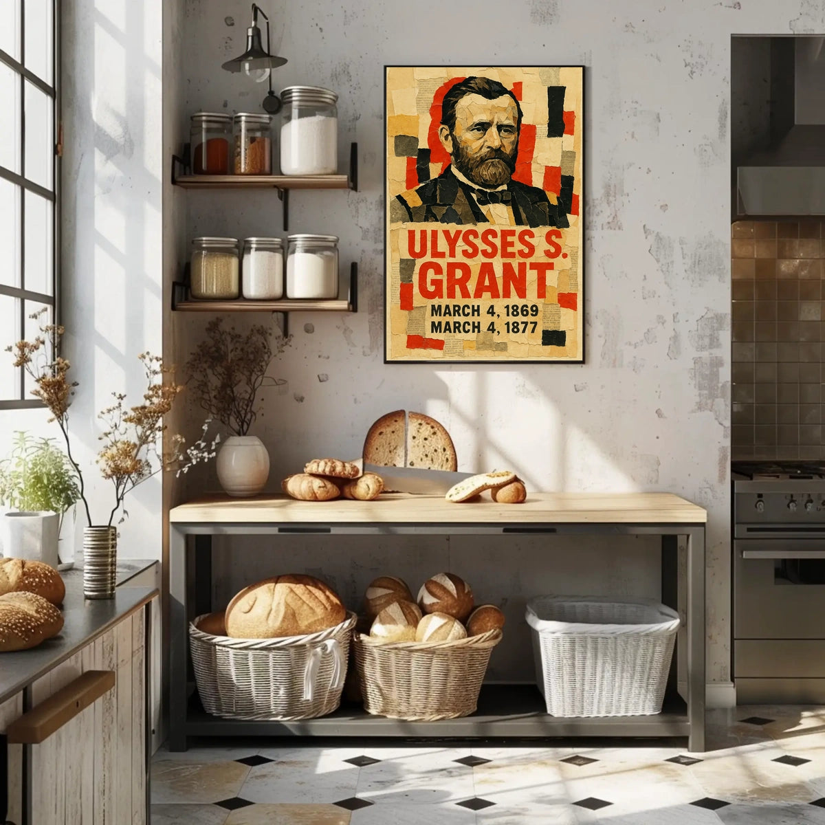 Ulysses S. Grant 18th President of the United States Layered paper Collage Poster