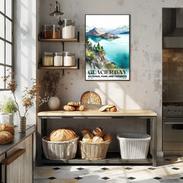 Glacier Bay Watercolor Wall Art Poster
