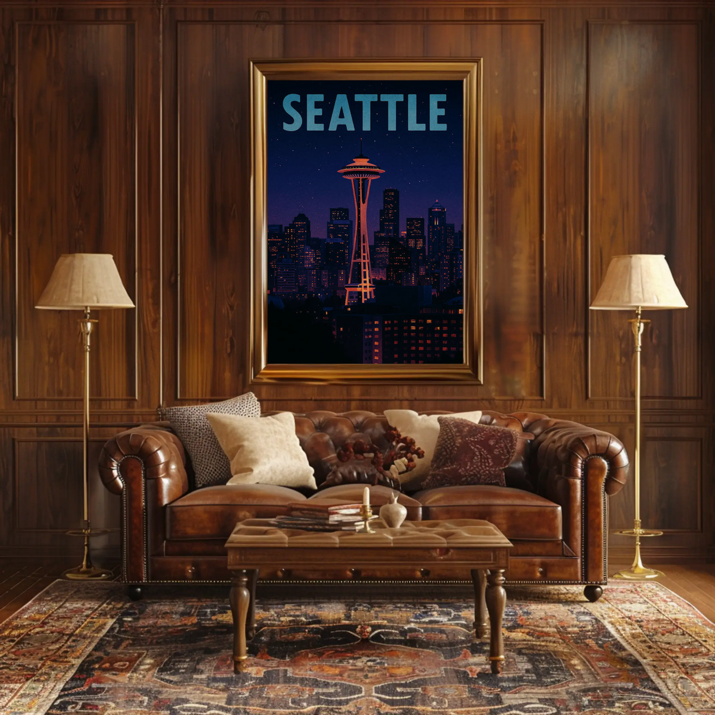 Seattle Skyline With Space Needle Travel Poster