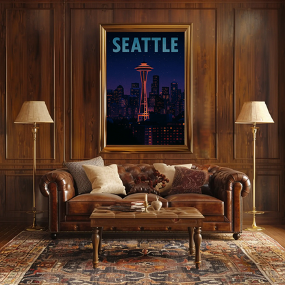 Seattle Skyline With Space Needle Travel Poster