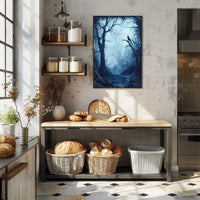 Eerie Dark Forest Scene Artistic Poster
