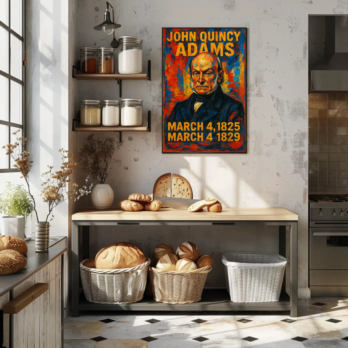 John Quincy Adams 6th President of the United States Glitch Hop Art Poster