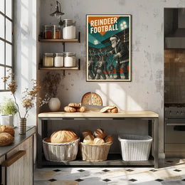 Festive Football Santa Vintage Art Poster