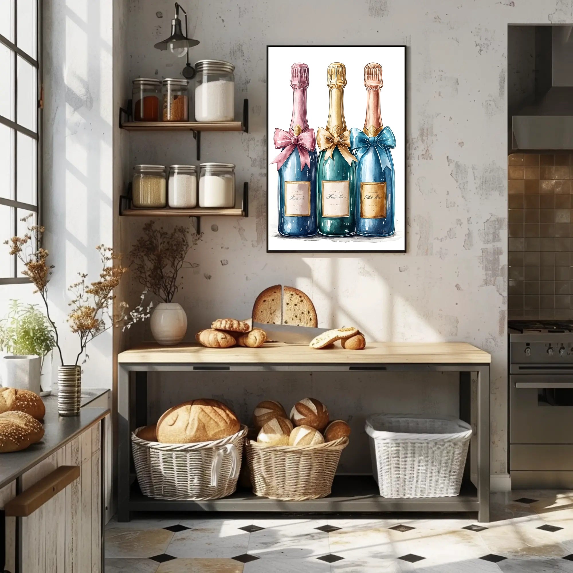 Celebration Bottles Elegant Wall Art Print