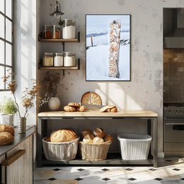 Snow-Covered Totem Poles Poster