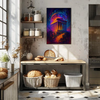 Mystical Ruins Under Cosmic Skies Poster