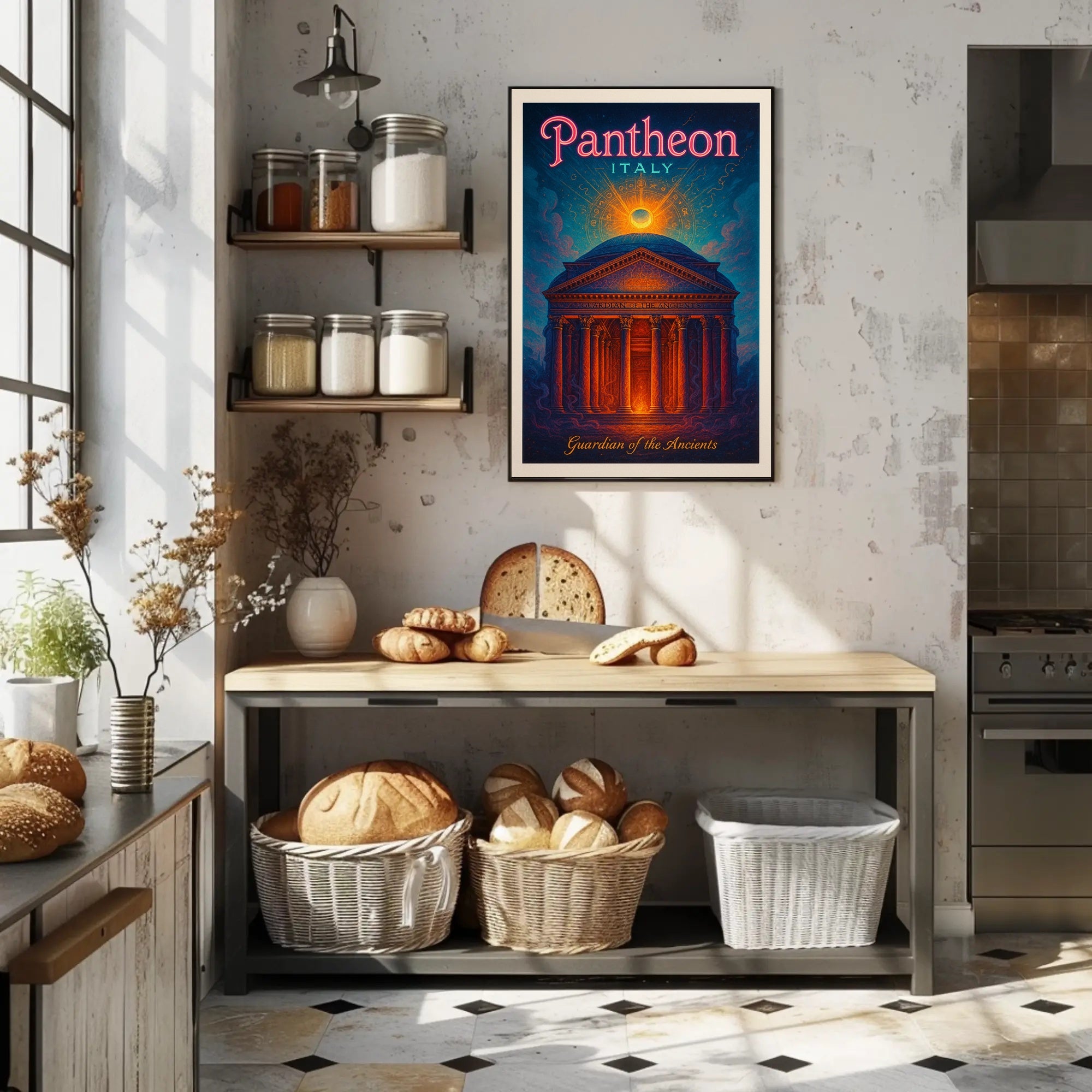 Pantheon Travel Poster Vintage Architecture Print