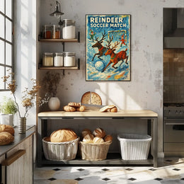 Reindeer Soccer Match Festive Holiday Poster Art