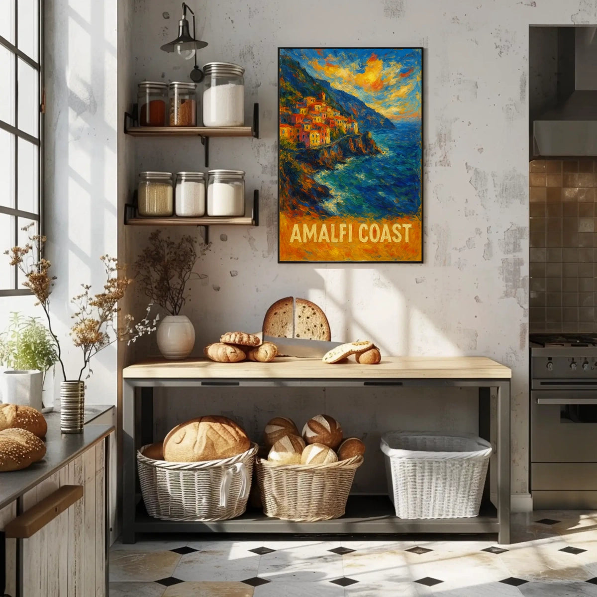 Amalfi Coast Poster Wall Art Scenic Coastal Print Decor