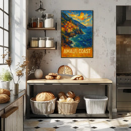 Amalfi Coast Poster Wall Art Scenic Coastal Print Decor
