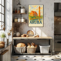 Aruba Lighthouse and Cottage Poster