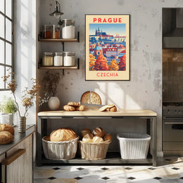 Stylized Historic Architecture of Prague Travel Poster