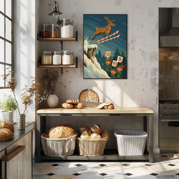 Reindeer Ski Jump Poster