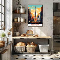 Empire State Building Retro New York Cityscape Urban Poster