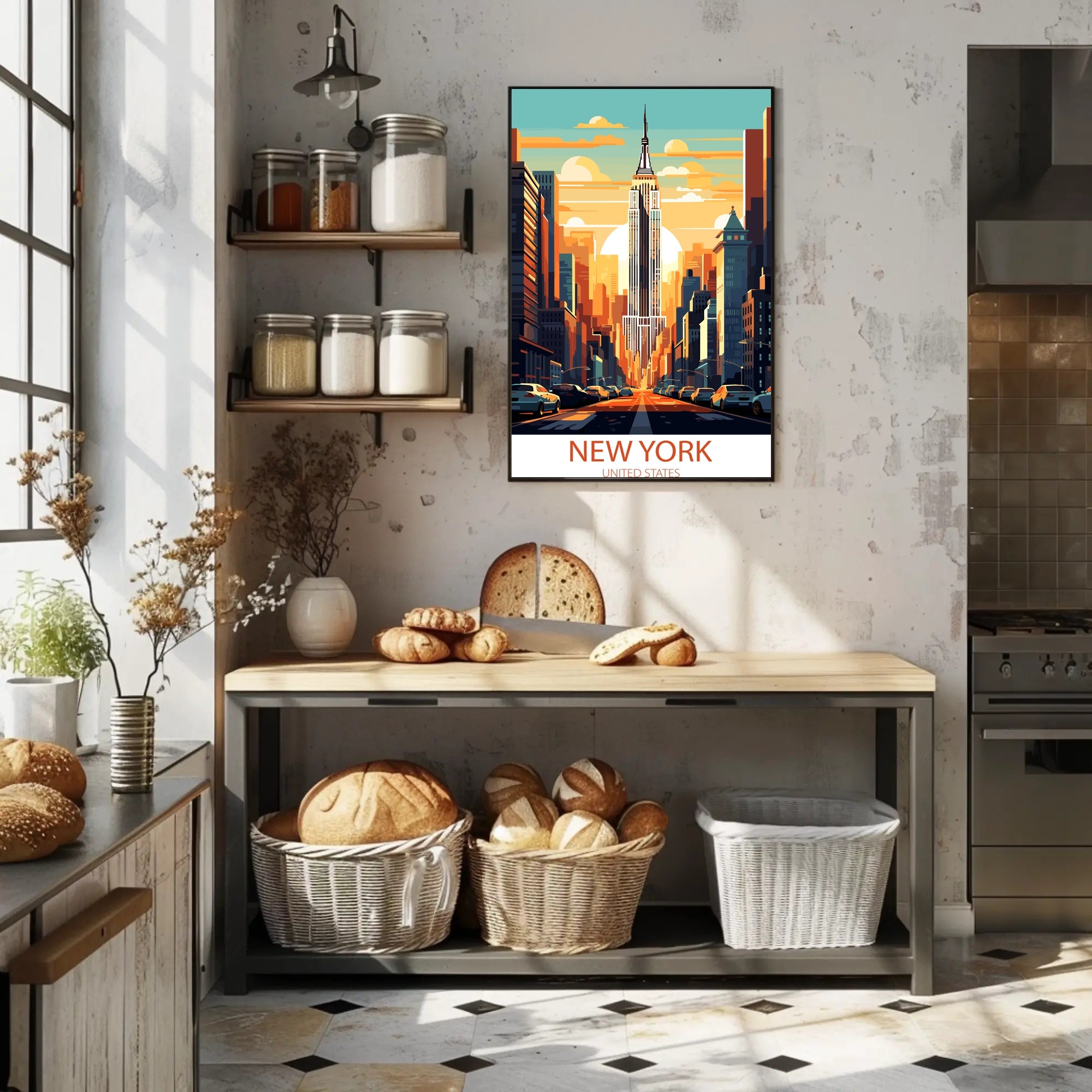 Empire State Building Retro New York Cityscape Urban Poster