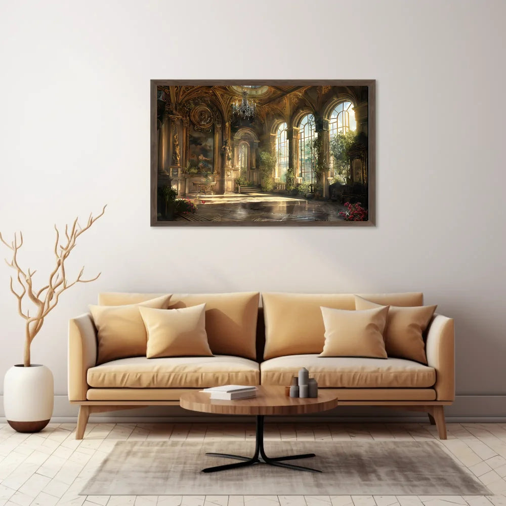 Opulent Sunlit European Palace Interior Poster Print