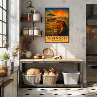SERENGETI LION AT DUSK TRAVEL POSTER