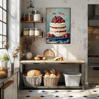 patriotic cake with white icing Poster