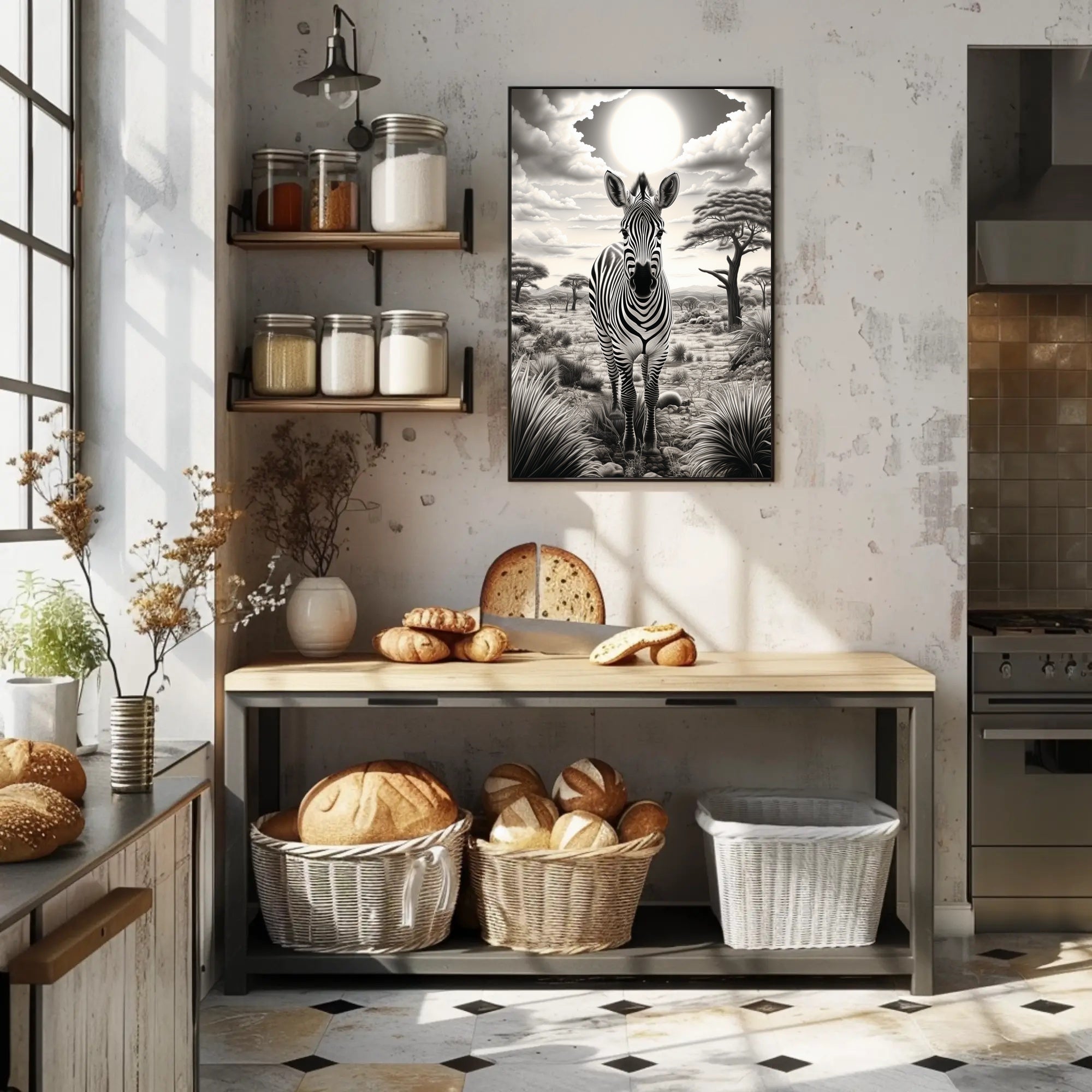 Zebra In The Savannah Poster