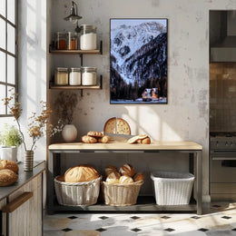 Serene Snowy Mountain Scene Winter National Park Poster