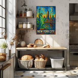 New York City Vibrant Impressionist Poster Vintage Wall Art
