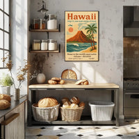 Hawaii Vintage Travel Poster: Volcano and Adventure