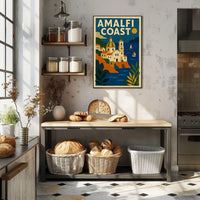 Amalfi Coast Travel Poster Wall Art for Coastal Decor