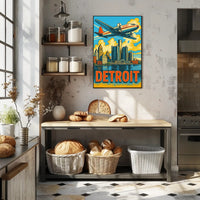 Detroit Skyline and Aviation Poster PosterGoat
