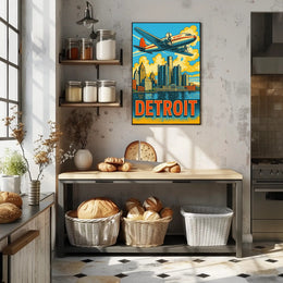 Detroit Skyline and Aviation Poster PosterGoat