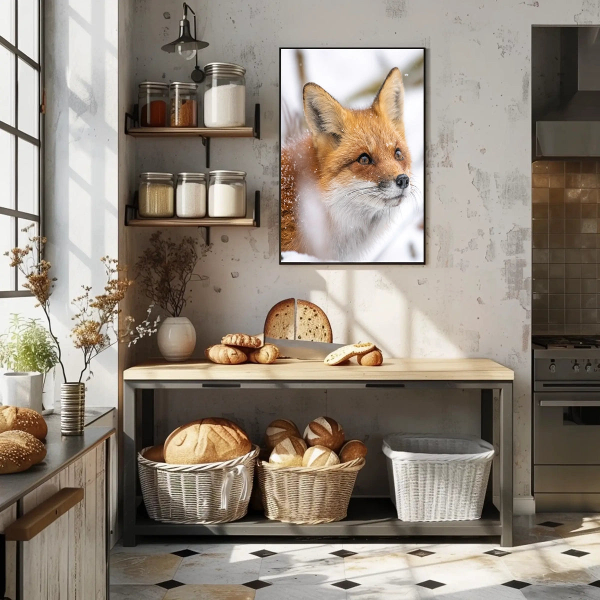 Red Fox in Winter Wonderland Animal Poster