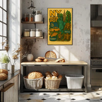 New York City Highlights Travel Poster Vintage Wall Art