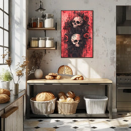 Dark Gothic Skulls with Roses Artistic or Pop Culture Poster