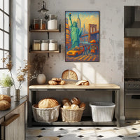 New York City Poster Abstract Mosaic Colorful Wall Art