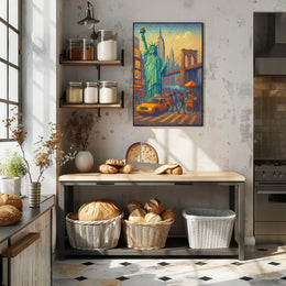 New York City Poster Abstract Mosaic Colorful Wall Art